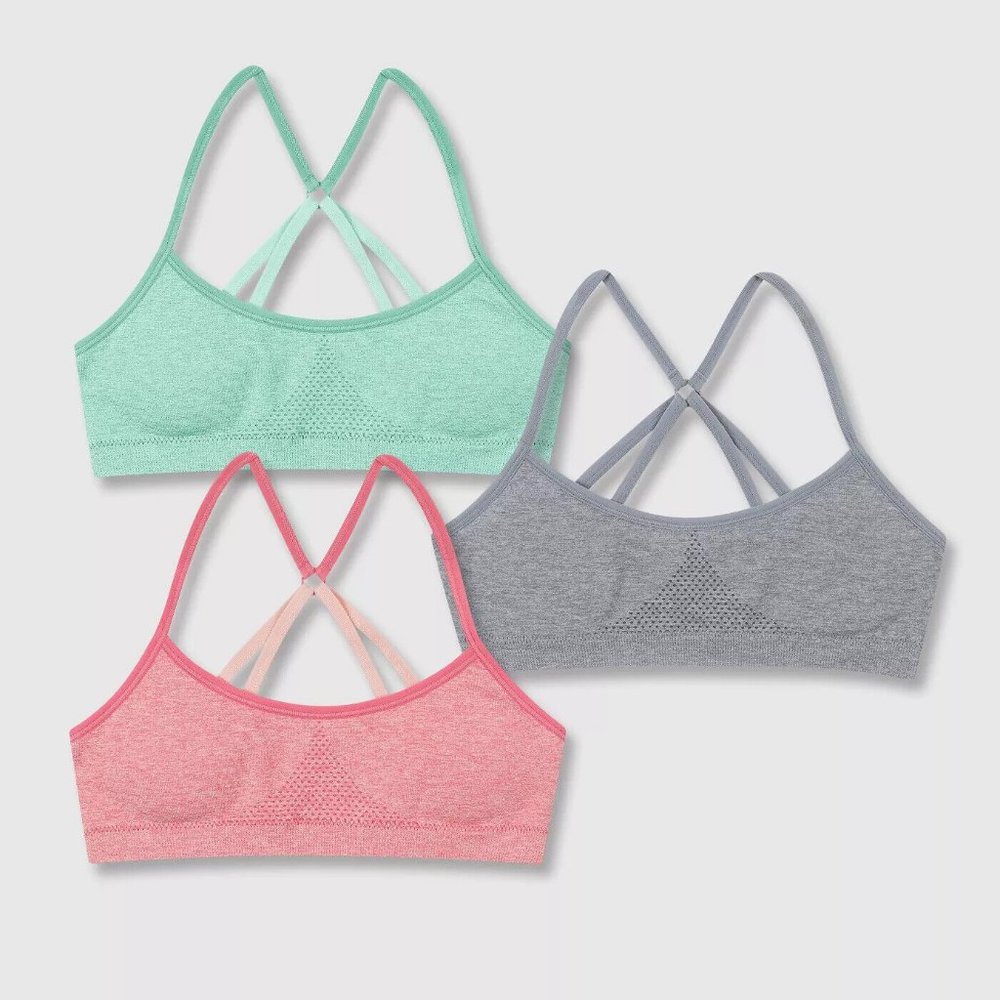 Hanes Girls Lot of 2 - 3 Pack Seamless Racerback Bras S